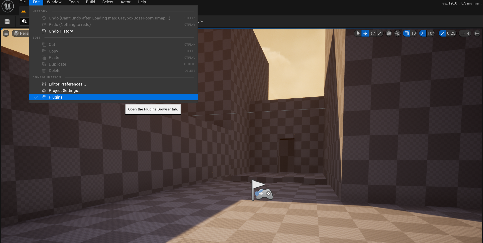 Edit Menu in Unreal